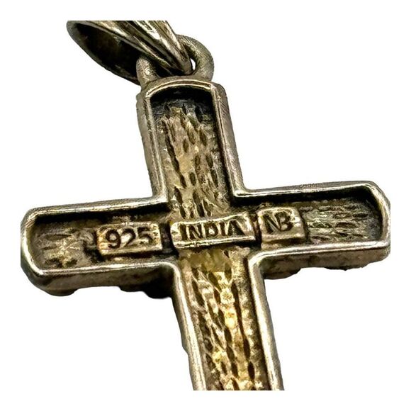 Sterling Silver Nicky Butler Cross Pendant Garnet and Pearl Made In India 1.5" - Picture 2 of 6